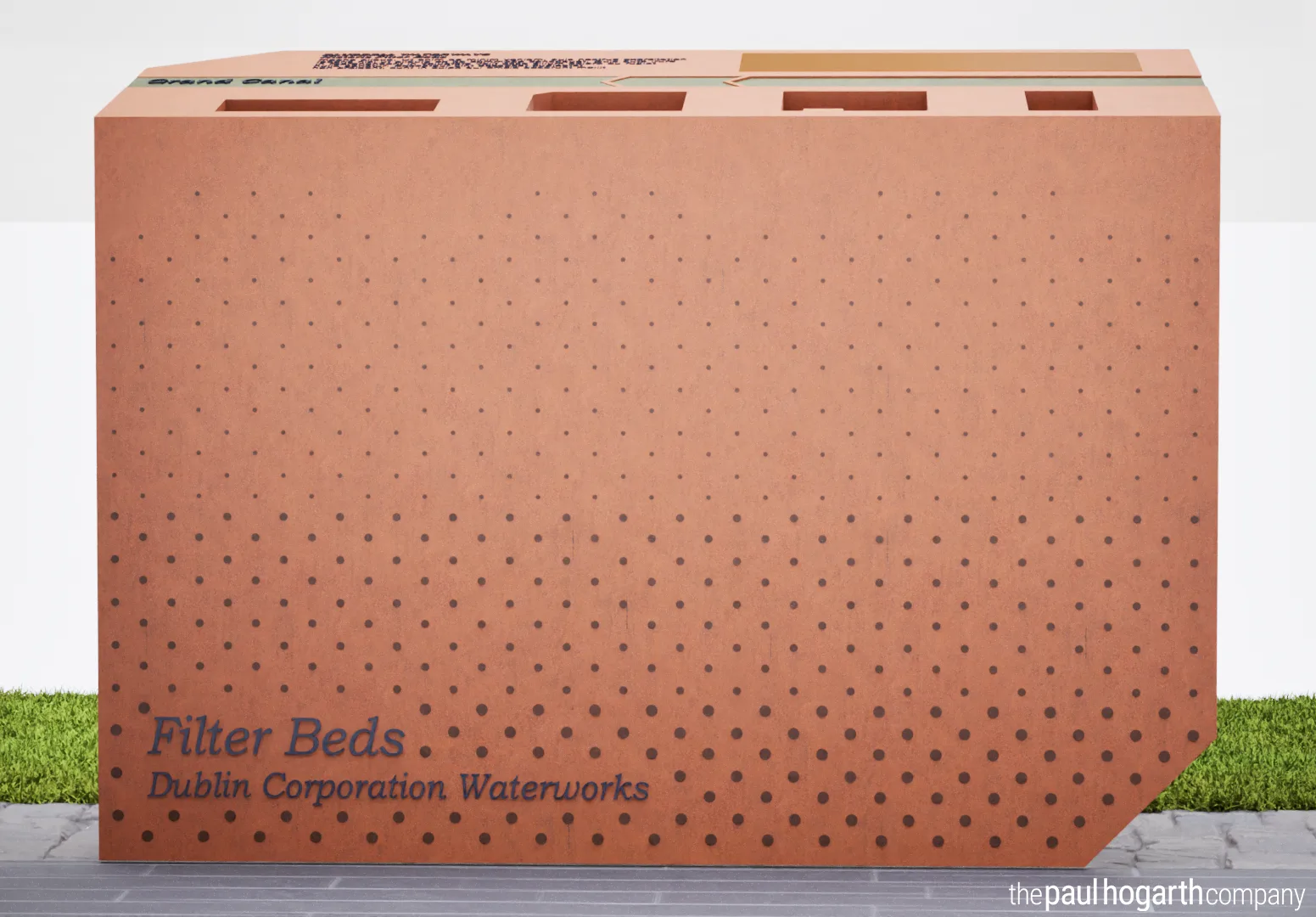 Low-relief dot pattern referencing sand and gravel filtration.