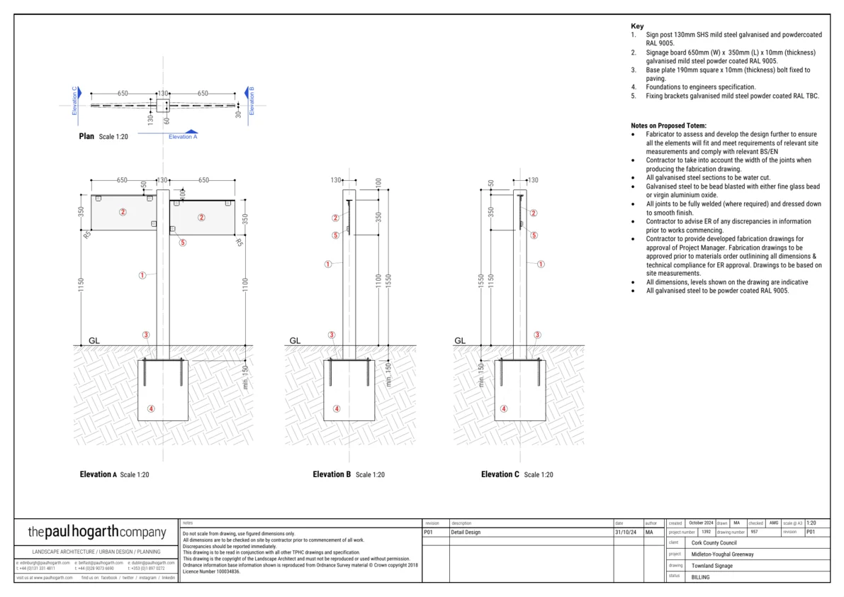 Townland signage system — drawing 1392/957.