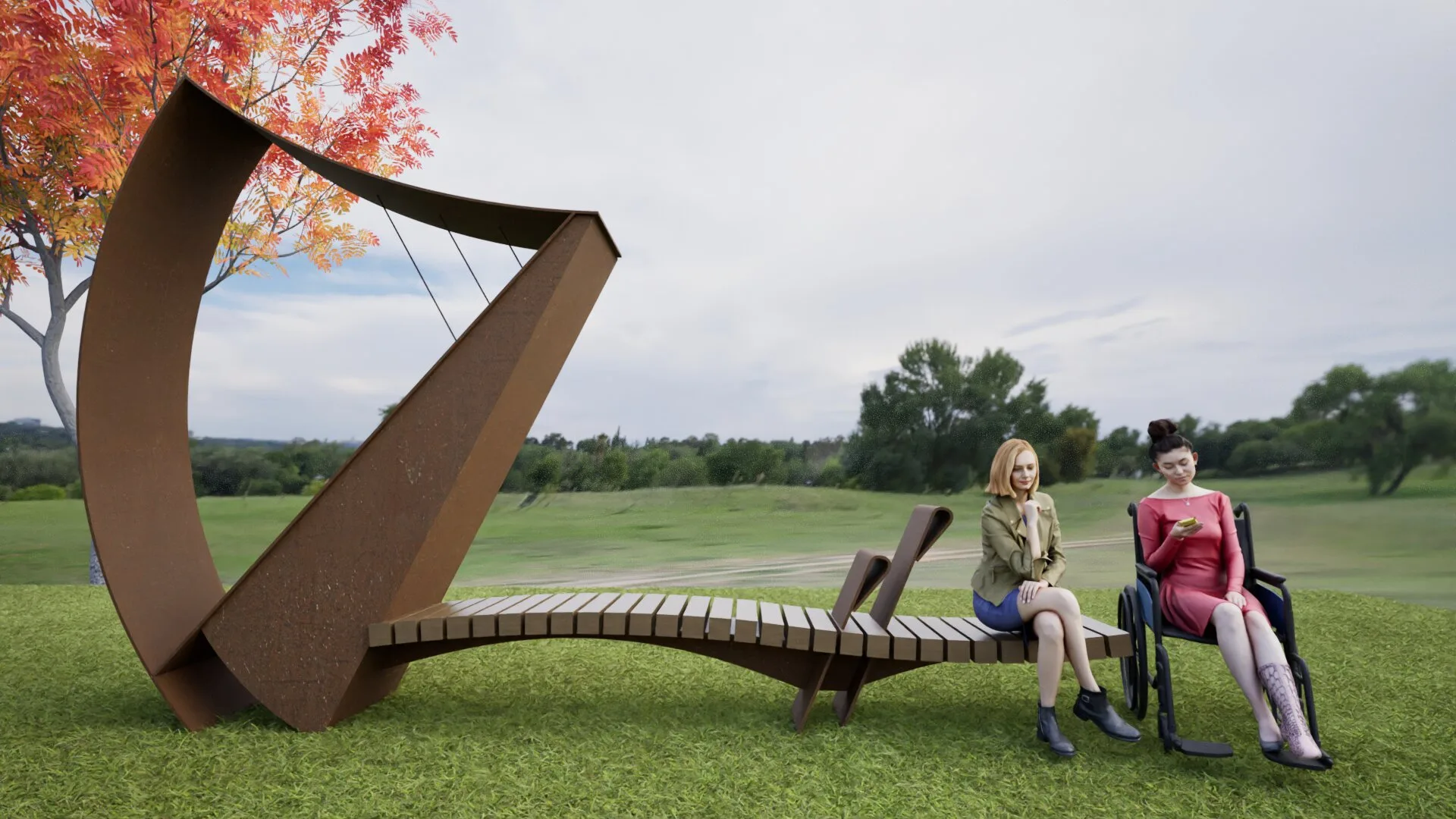 The Wheel — Kildare. Corten seating element on the canal bank.